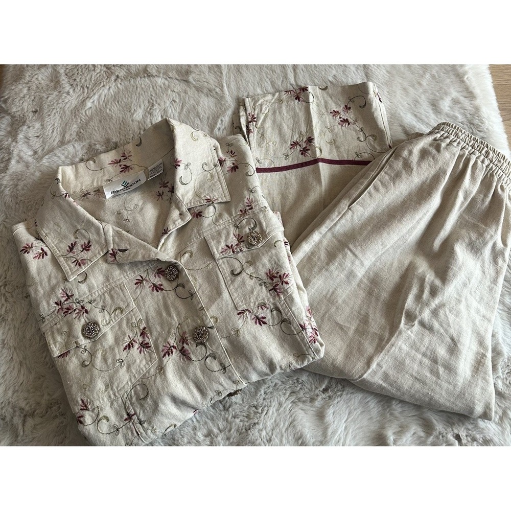 Erin London 2 Piece Outfit Size M Embroidered Beige